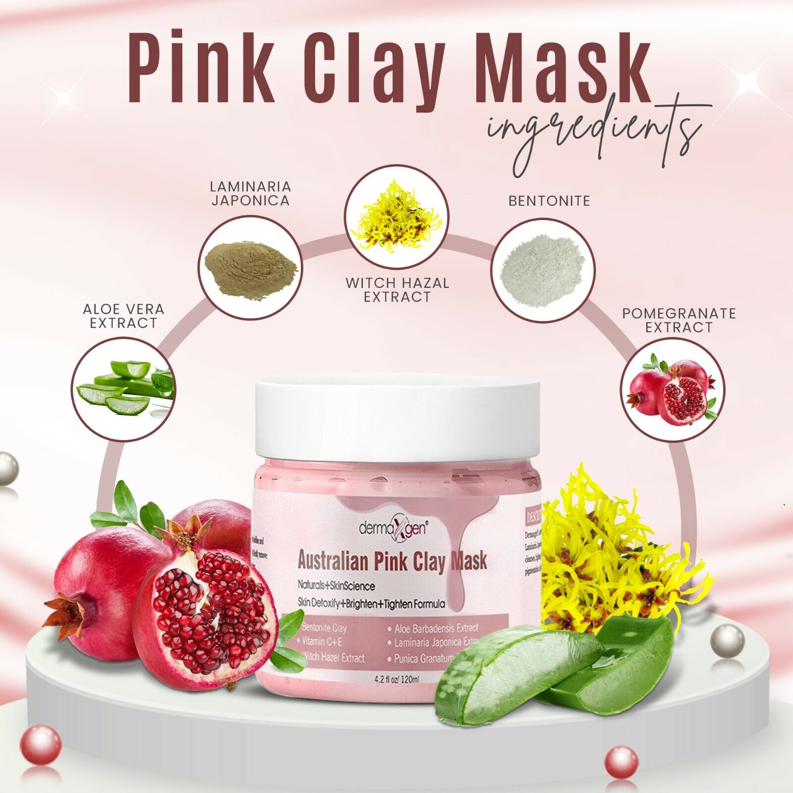 Organic Pink Clay Detox Mask - 4 in 1