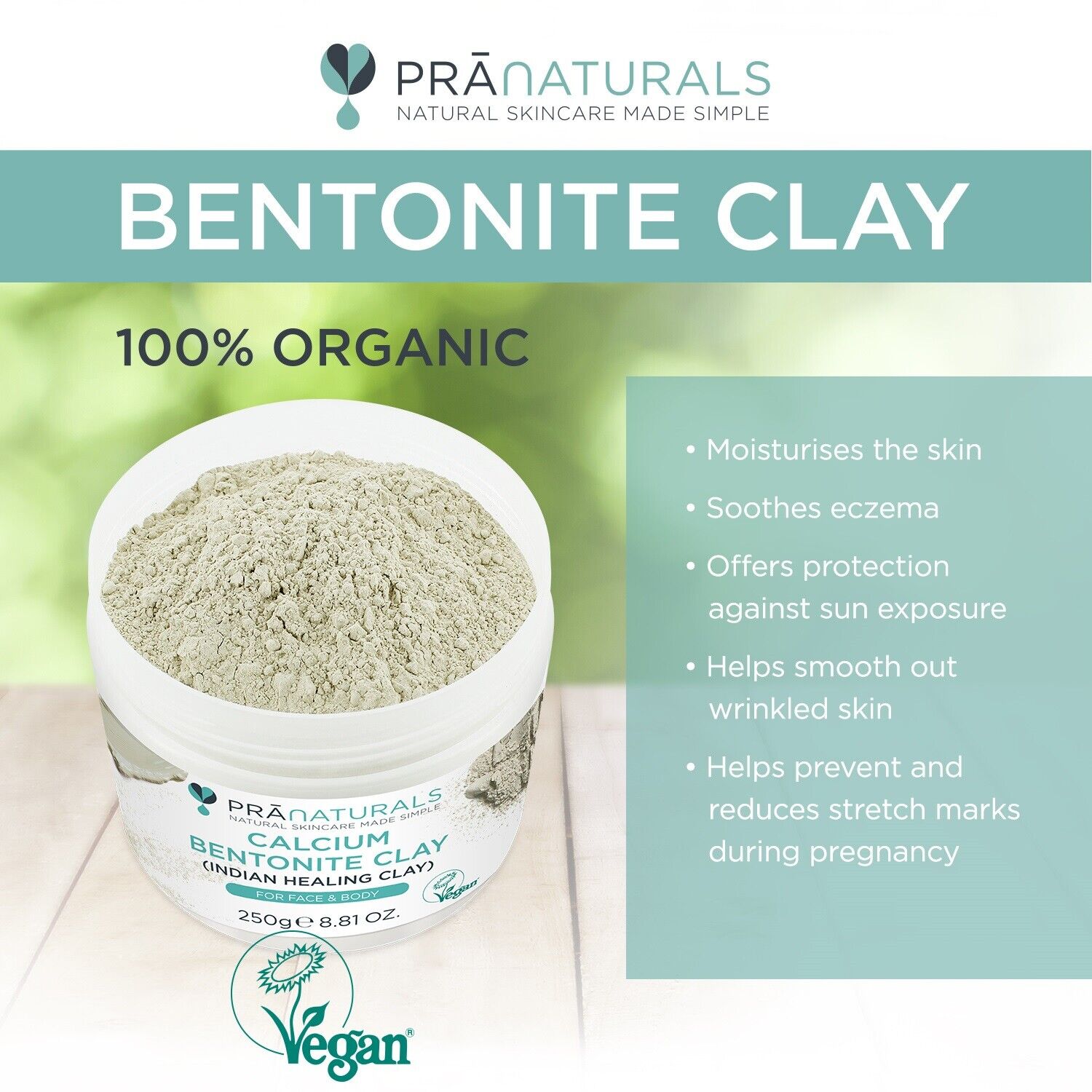 PraNaturals Bentonite Clay Mask 250g