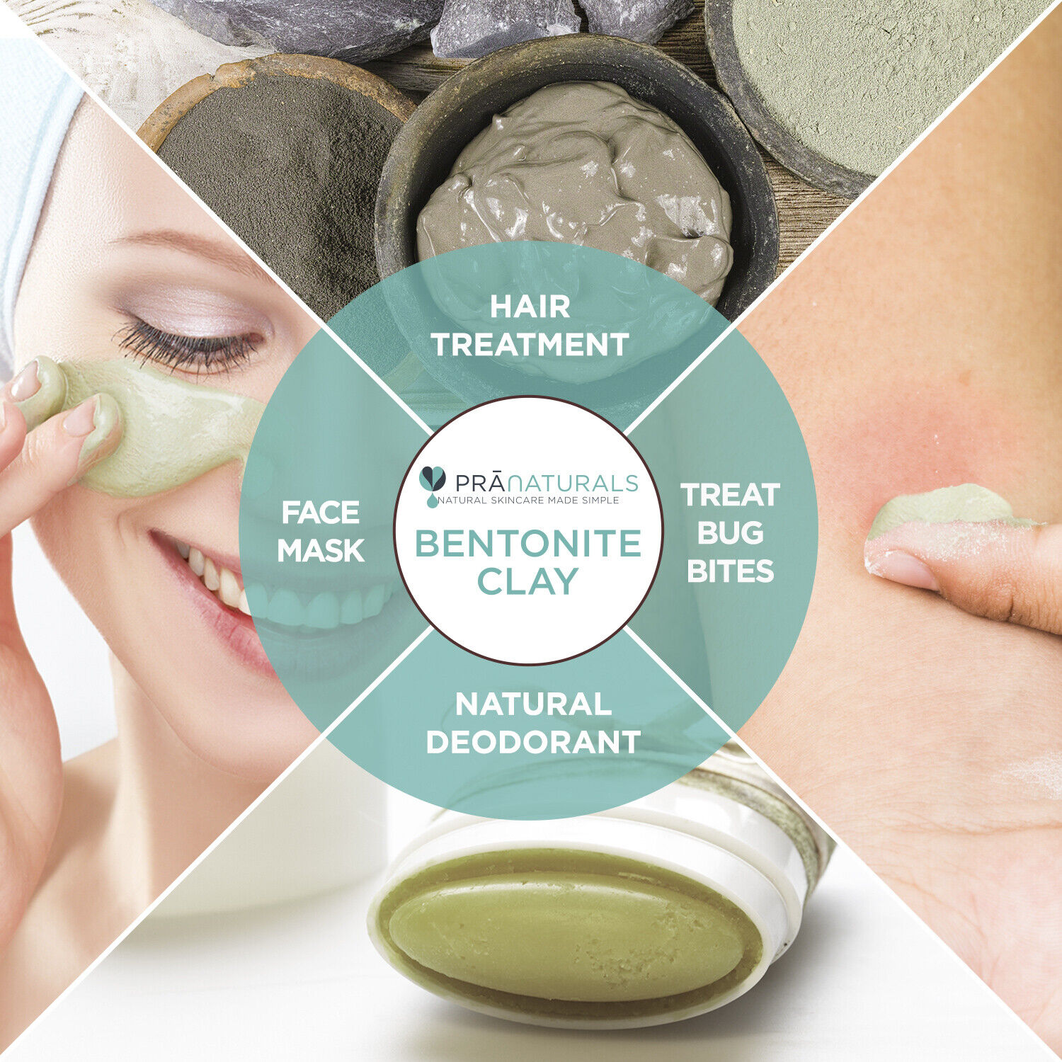 PraNaturals Bentonite Clay Mask 250g