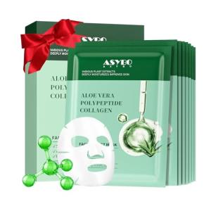 ASYBO 10 Pack Aloe Vera Collagen Face Masks