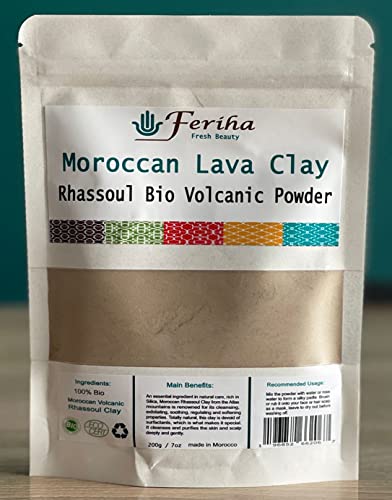 FERIHA Moroccan Rhassoul Bio Clay Mask Powder