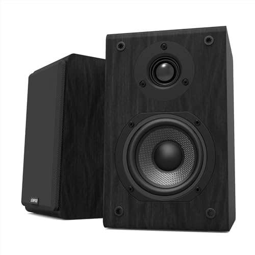 LONPOO Classic Wooden Passive Bookshelf Speakers Pair