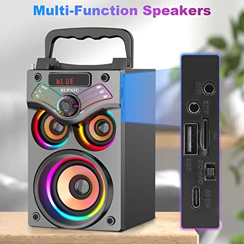 SUPNIU Wireless Bluetooth Speaker with Lights and Bass