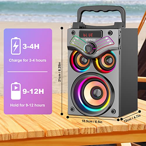 SUPNIU Wireless Bluetooth Speaker with Lights and Bass
