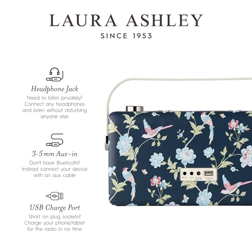 Laura Ashley Hepburn Bluetooth Smart Speaker - Elveden Navy
