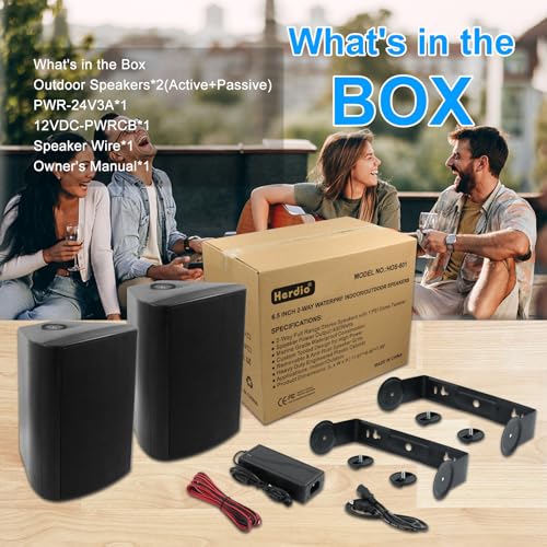 Herdio 6.5" Waterproof Bluetooth Speakers for Outdoors