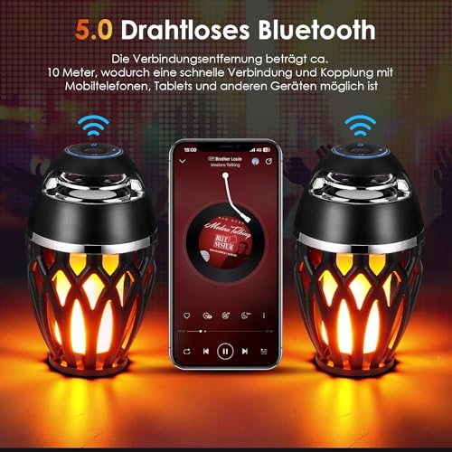 SUNJULY Wireless Flame Bluetooth Speaker with 360° Sound