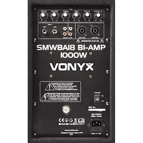 VONYX 18 Inch Bi-Amplified DJ Subwoofer 1000W