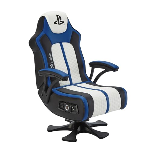 X ROCKER Wireless Bluetooth Gaming Chair - White Blue Black