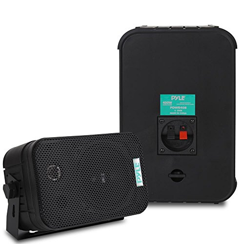 PYLE Dual Waterproof Outdoor Speaker System - Black
