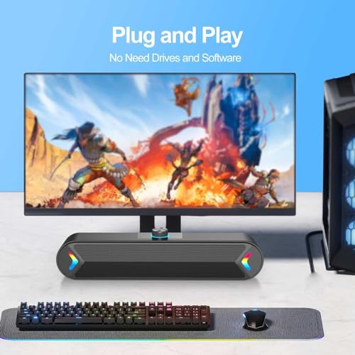 LENRUE USB-Powered Desktop Speakers with LED Lights