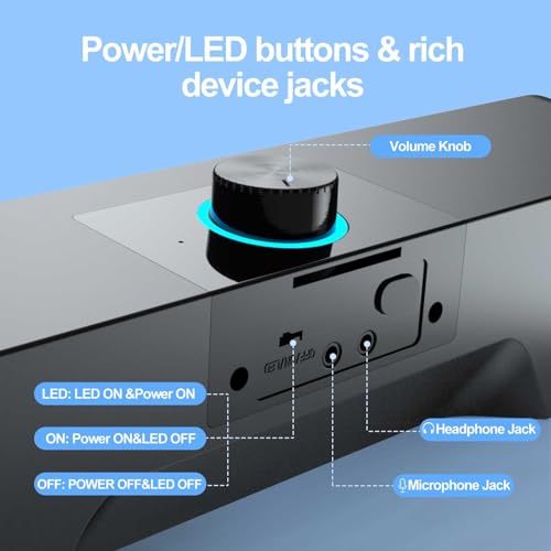 LENRUE USB-Powered Desktop Speakers with LED Lights