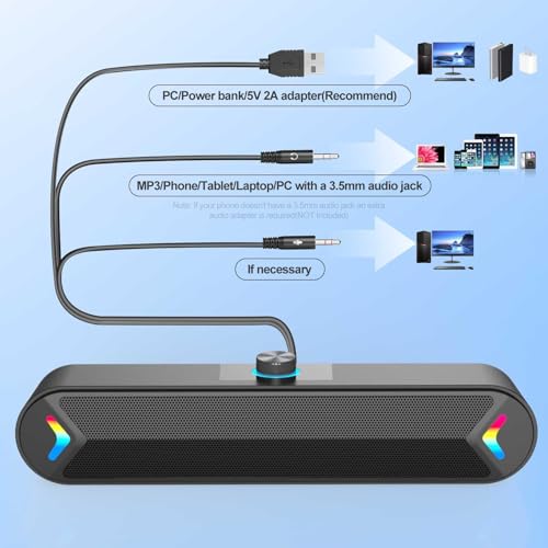 LENRUE USB-Powered Desktop Speakers with LED Lights