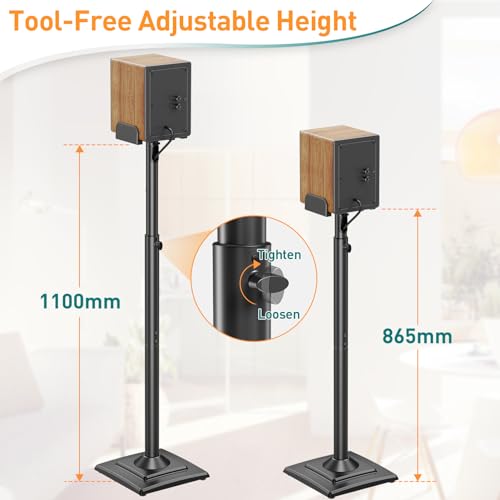 Adjustable Height Speaker Stands with Cable Management
