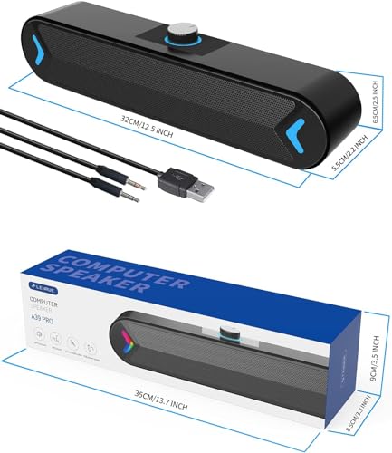 LENRUE USB-Powered Desktop Speakers with LED Lights