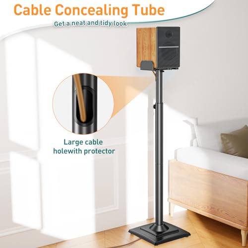 Adjustable Height Speaker Stands with Cable Management