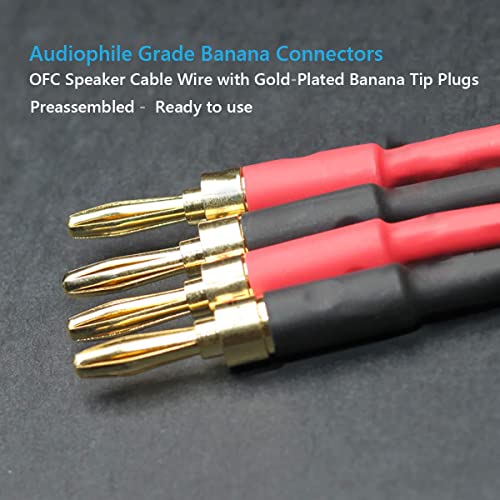 WOWLED HiFi 13 AWG Speaker Wire with Banana Plugs