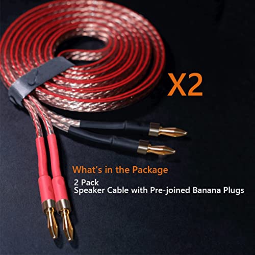 WOWLED HiFi 13 AWG Speaker Wire with Banana Plugs