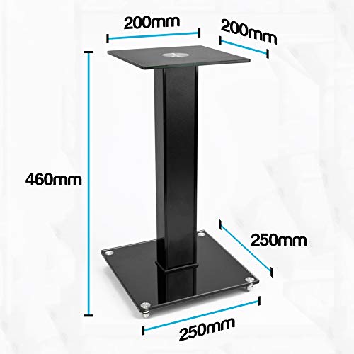 TekBox 2x Speaker Stands - Modern Black Glass