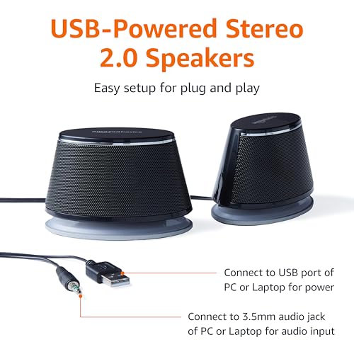 Amazon Basics USB-Powered Stereo Speakers for PC