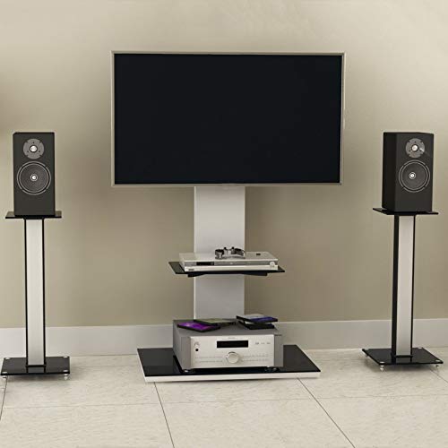 TekBox 2x Speaker Stands - Modern Black Glass