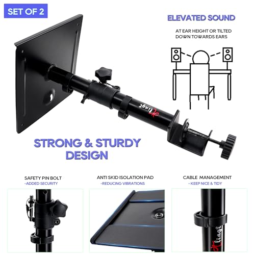 Clamp-on Studio Monitor Speaker Stand Pair - Heavy Duty