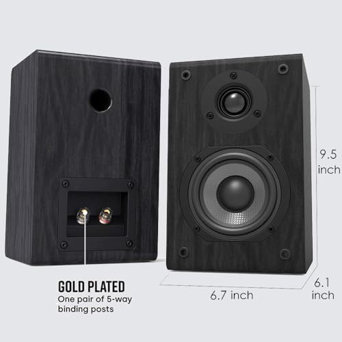 LONPOO Classic Wooden Passive Bookshelf Speakers Pair