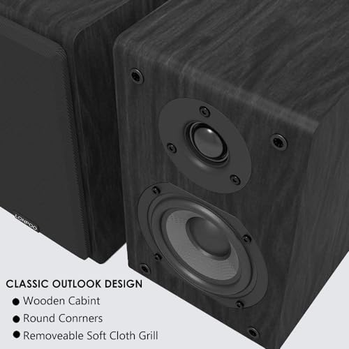 LONPOO Classic Wooden Passive Bookshelf Speakers Pair