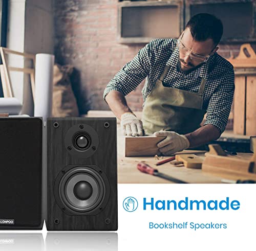 LONPOO Classic Wooden Passive Bookshelf Speakers Pair