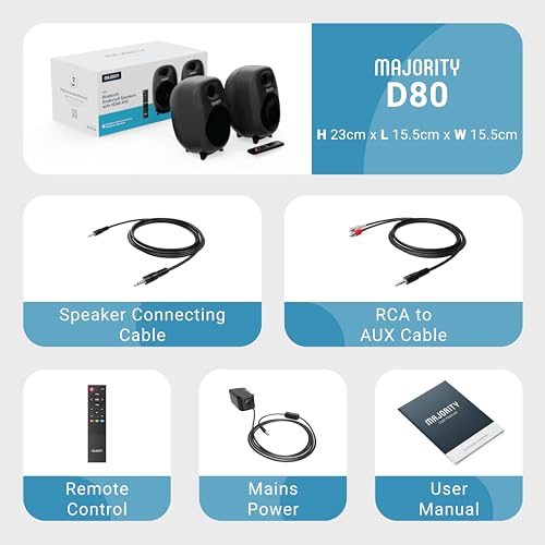 Majority D80 Bluetooth Bookshelf Speakers with Remote