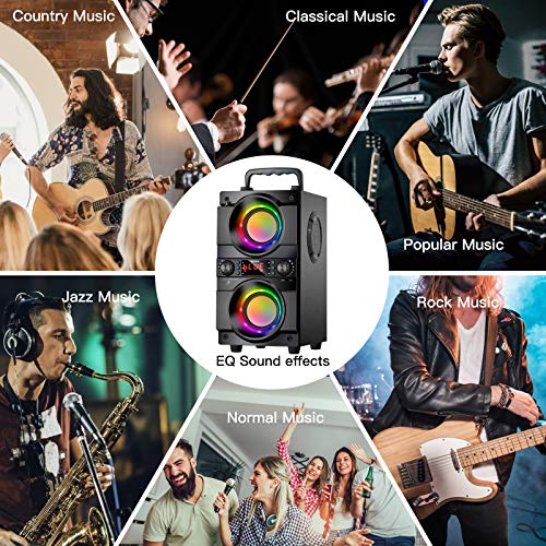 60W Portable Bluetooth Speaker with Subwoofer & LED Lights