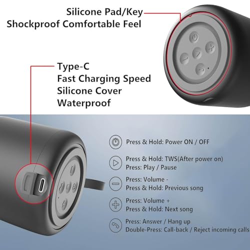 Portable Waterproof Bluetooth Speaker with Surround Sound