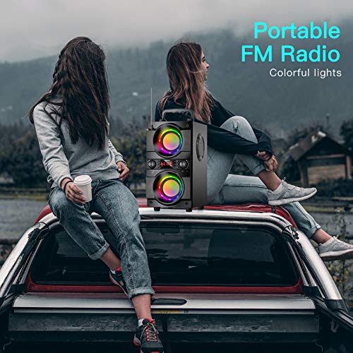 60W Portable Bluetooth Speaker with Subwoofer & LED Lights