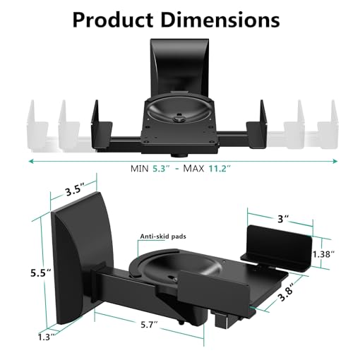 Adjustable Wall Mounts for Large Speakers - Black