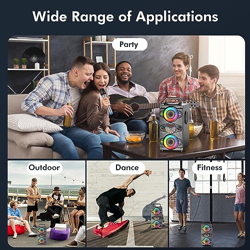 Portable 60W Bluetooth Speaker with Subwoofer and Lights