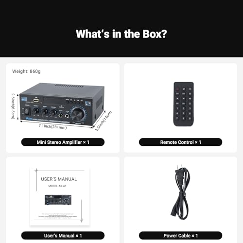 Bluetooth Stereo Amplifier 300Wx2 2-Ch Home Speaker System