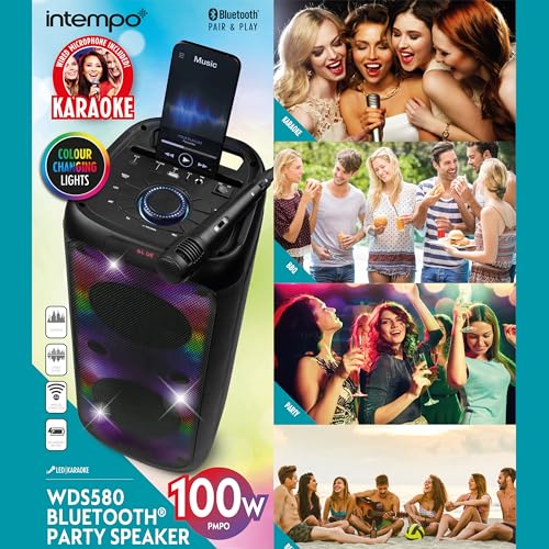 Intempo Bluetooth Karaoke Speaker with LED Lights