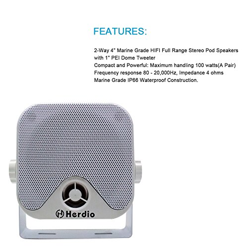 Herdio 120W Waterproof Mini Pod Speakers