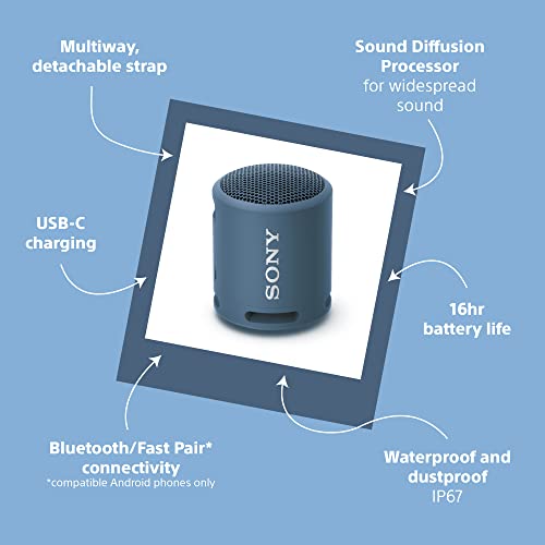 Sony SRS-XB13: Compact Waterproof Bluetooth Speaker - Blue