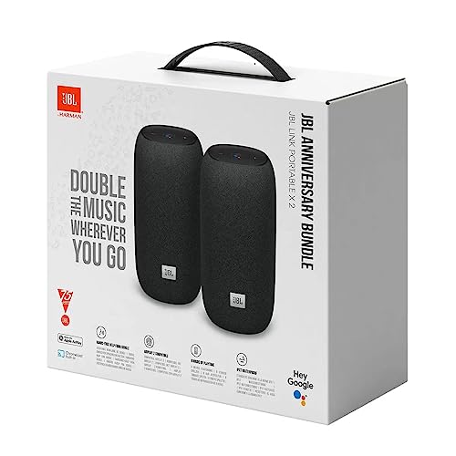 JBL Link Portable Smart Speaker Twin Pack - Black