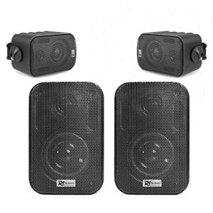Weatherproof Power Dynamics 4x Black Outdoor Garden Speakers