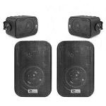 Weatherproof Power Dynamics 4x Black Outdoor Garden Speakers