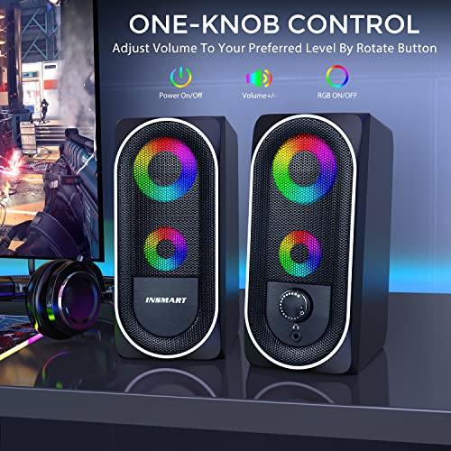 INSMART RGB Stereo Computer Speakers, USB Powered (5Wx2)