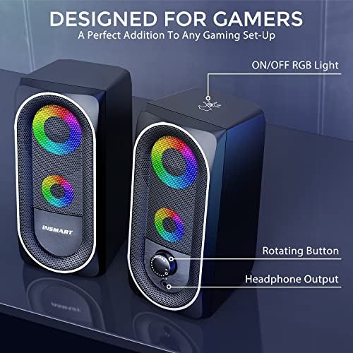 INSMART RGB Stereo Computer Speakers, USB Powered (5Wx2)