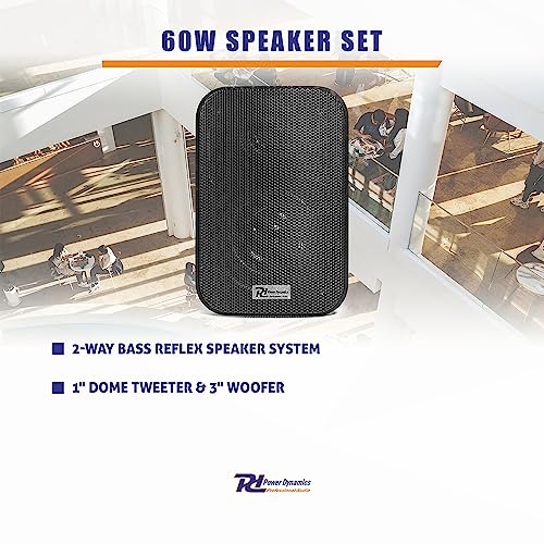 Weatherproof Power Dynamics 4x Black Outdoor Garden Speakers