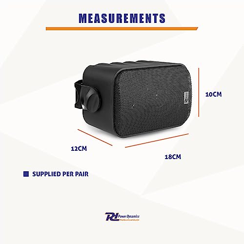 Weatherproof Power Dynamics 4x Black Outdoor Garden Speakers