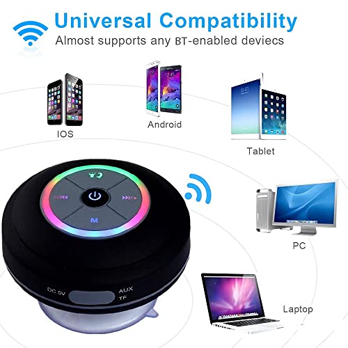 ISMMIK Wireless Bluetooth Speaker, Waterproof, Suction Cup, Black