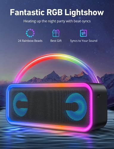 Powerful Portable Bluetooth Speaker with RGB Lights - 20W