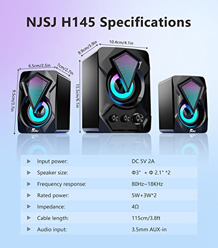 RGB Gaming LED PC Speakers with Subwoofer