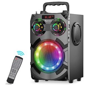 Powerful Bluetooth Speaker with Subwoofer and Colorful Lights